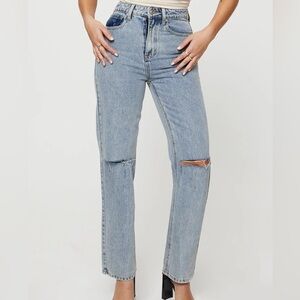 Princess Polly Light Blue Straight Leg Jeans